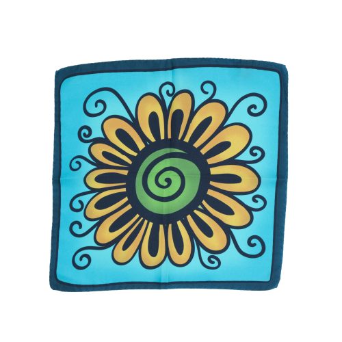 Fazzoletto da taschino in seta twill azzurro micro fantasia floreale