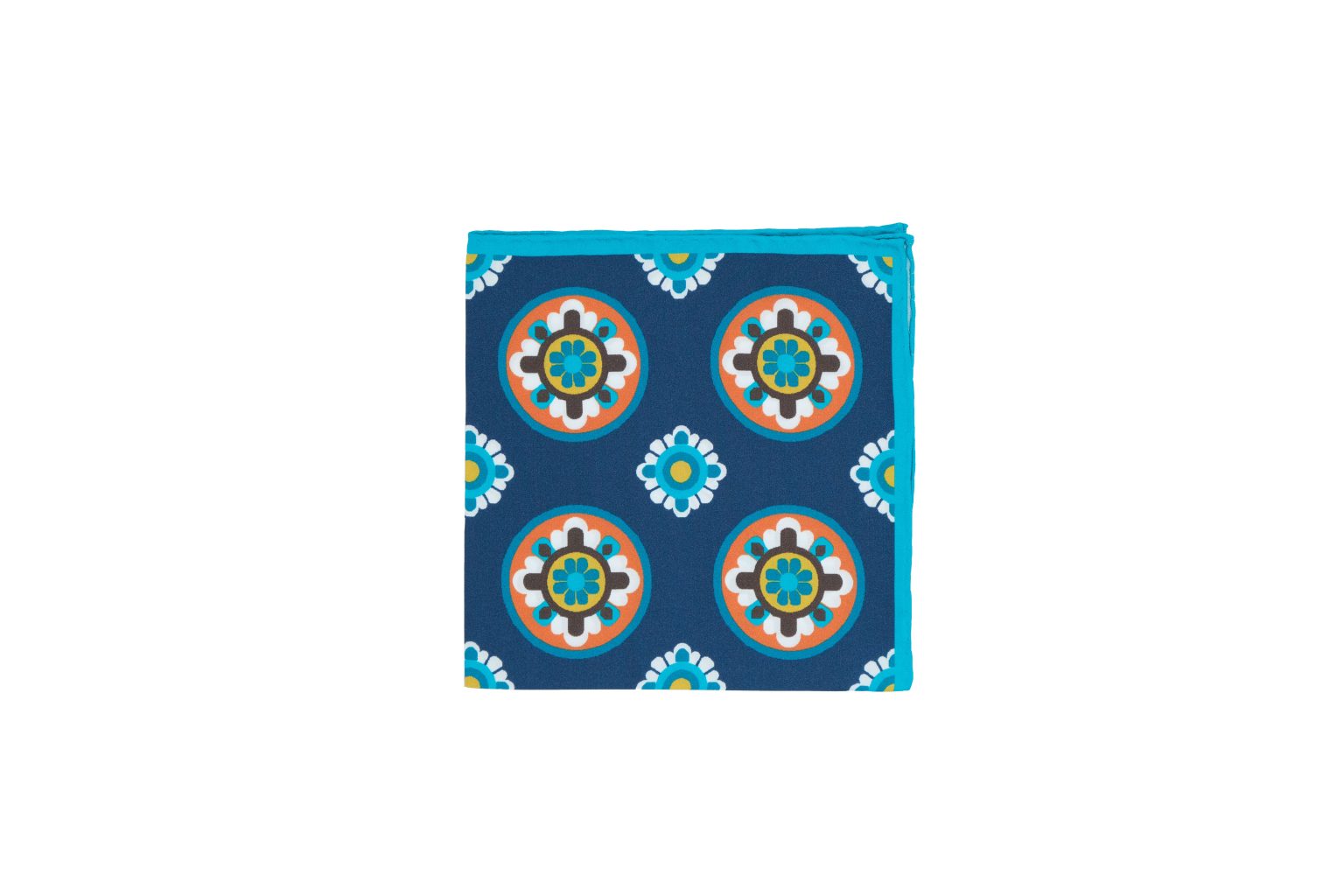 Fazzoletto da taschino in seta twill blu micro fantasia floreale - immagine 2