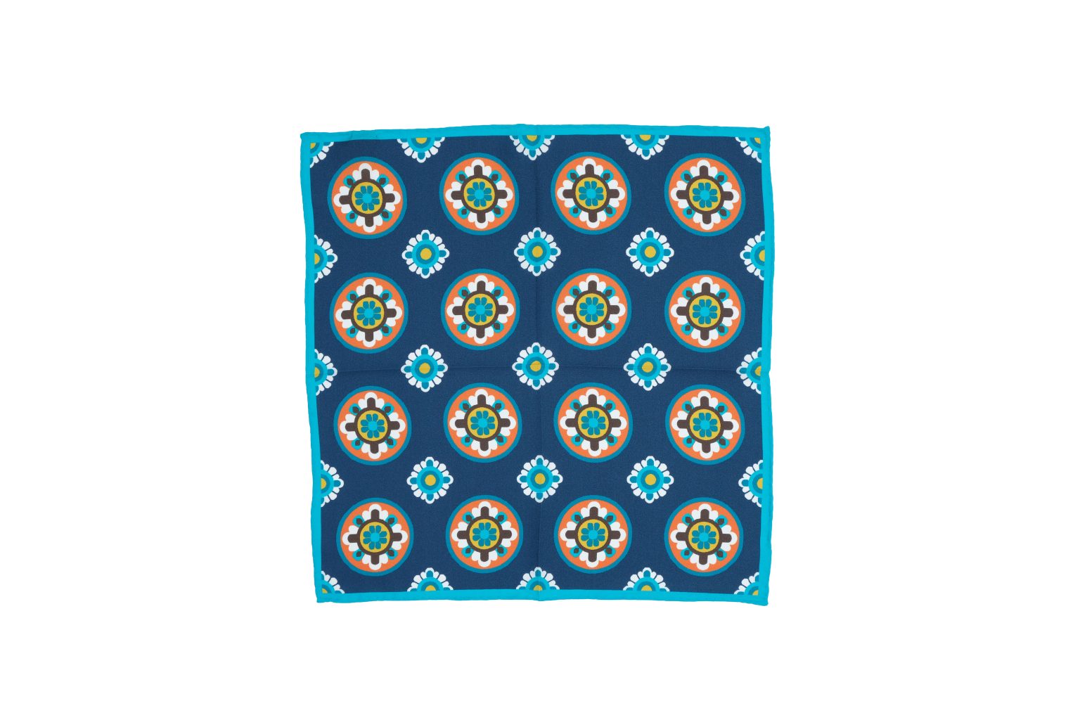 Fazzoletto da taschino in seta twill blu micro fantasia floreale