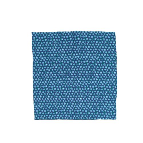 Fazzoletto da taschino in seta twill blu micro fantasia floreale azzurra e verde