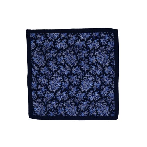 Fazzoletto da taschino in seta twill blu micro fantasia cashmere azzurra