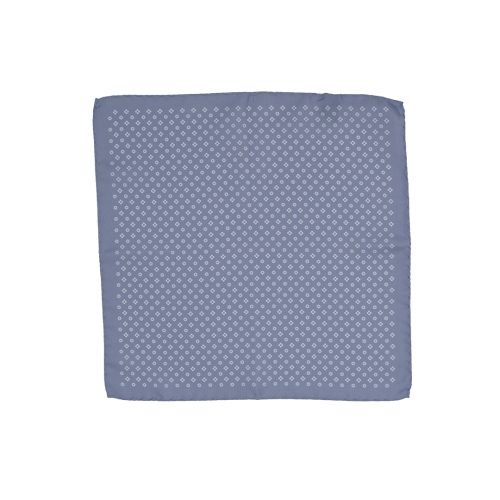 Fazzoletto da taschino in seta twill grigio micro fantasia floreale bianca