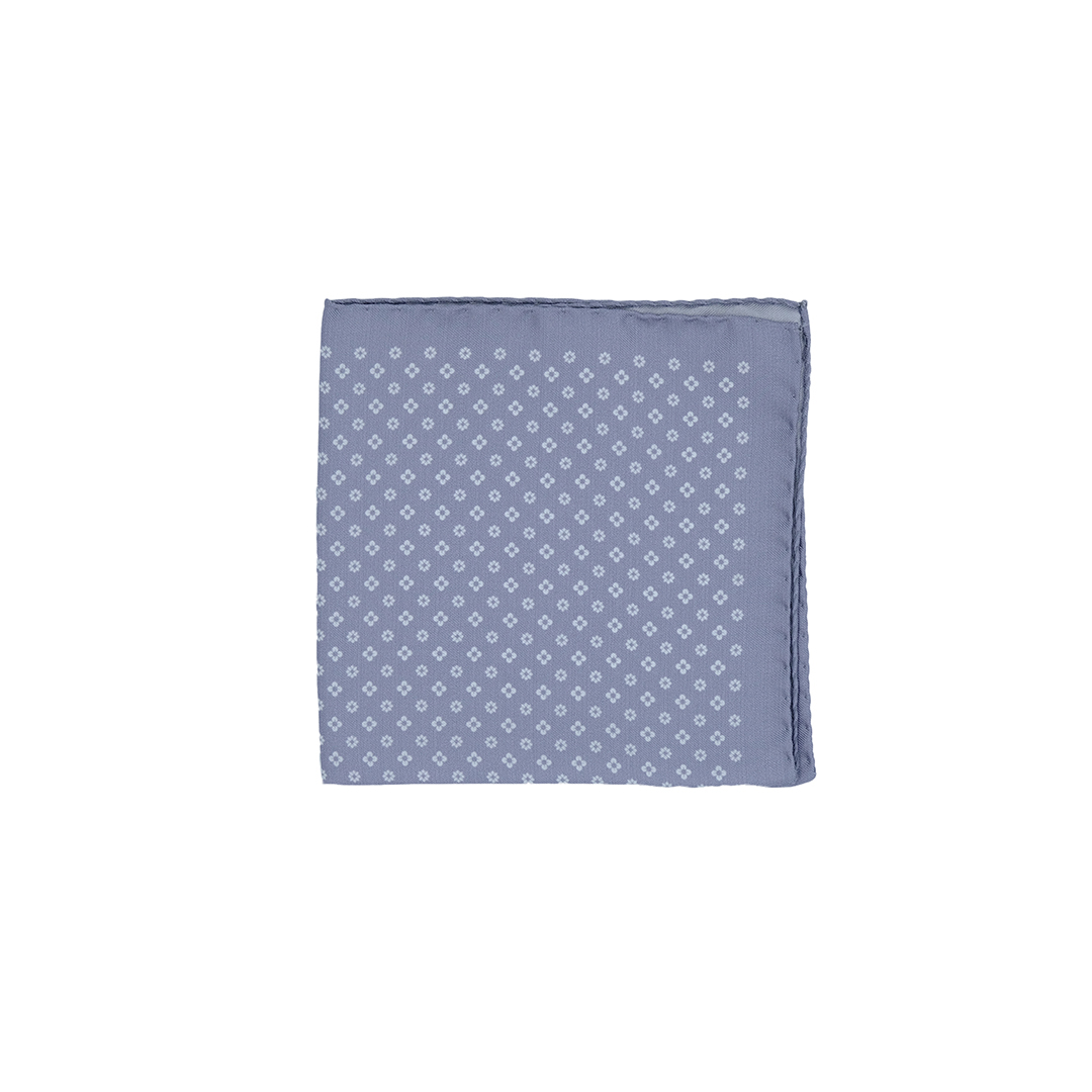 Fazzoletto da taschino in seta twill grigio micro fantasia floreale bianca - immagine 2