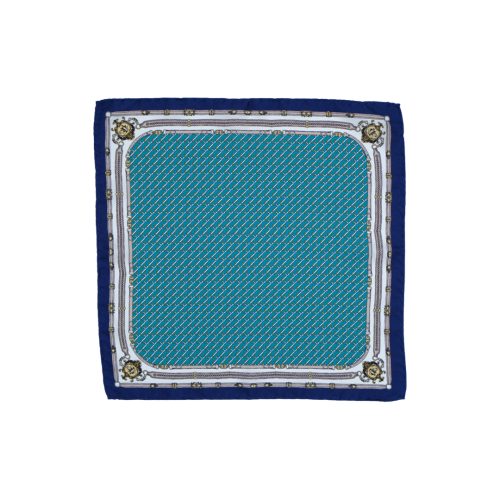 Fazzoletto da taschino in seta twill verde micro fantasia geometrica bianca e gialla