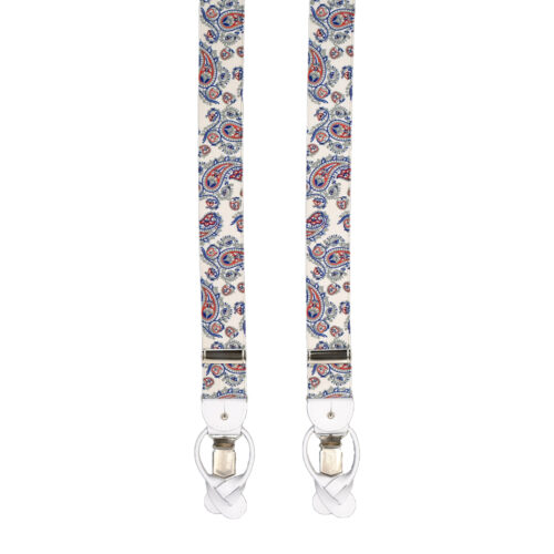 Bretelle paisley raso bianco