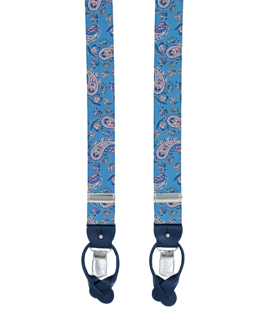 Bretelle paisely raso azzurro